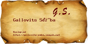 Gallovits Sába névjegykártya
